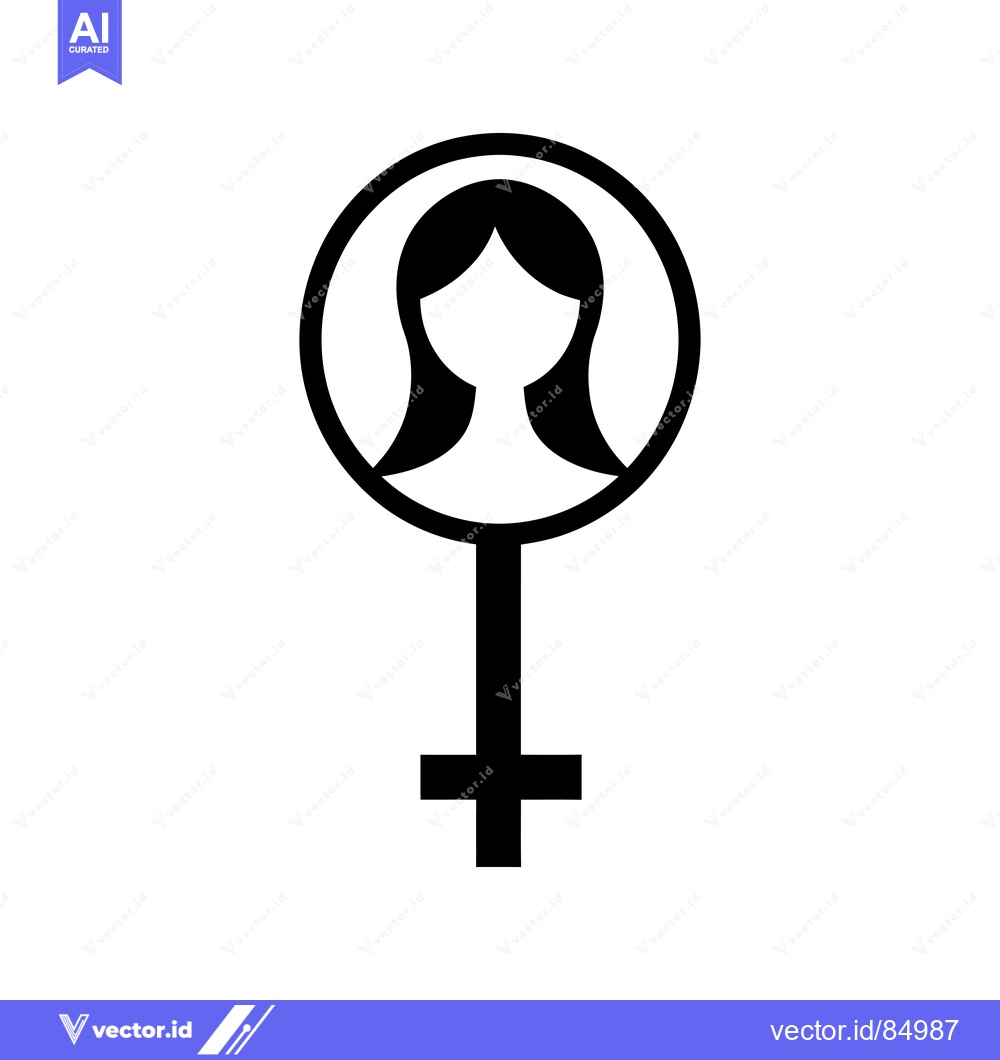 Premium Vector of Female gender symbol with a silhouette of a woman's head inside a circ
