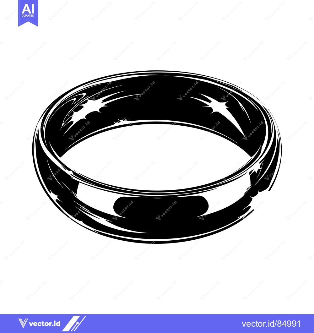 Premium Vector dari Black and white illustration of a shiny wedding ring