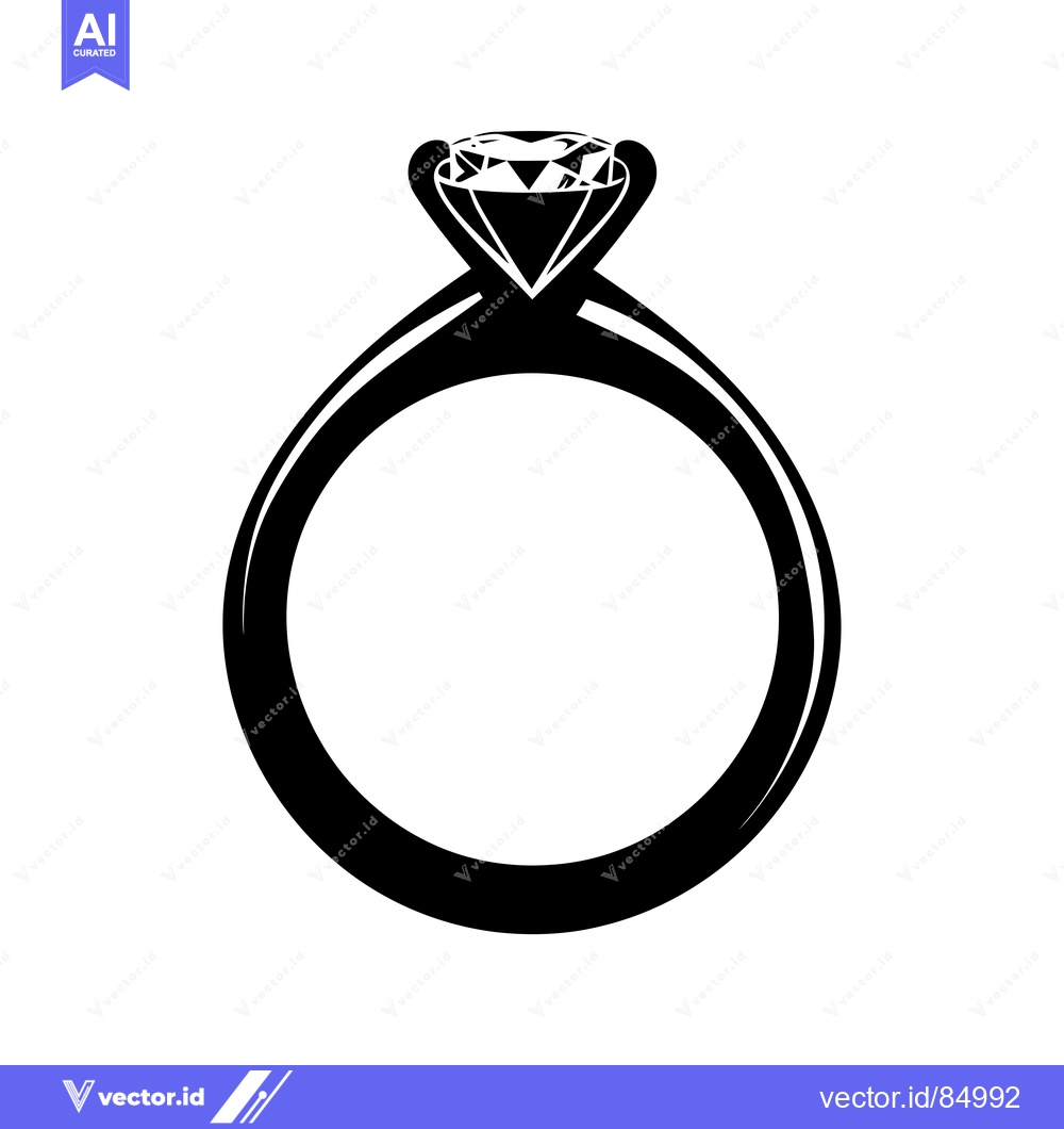 Premium Vector dari A Black and White Illustration of a Diamond Ring