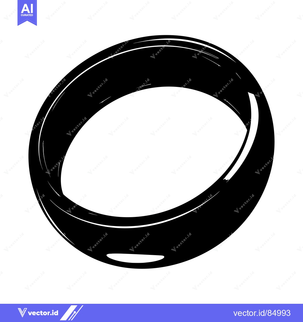 Premium Vector of A Black and White Illustration of a Simple Ring