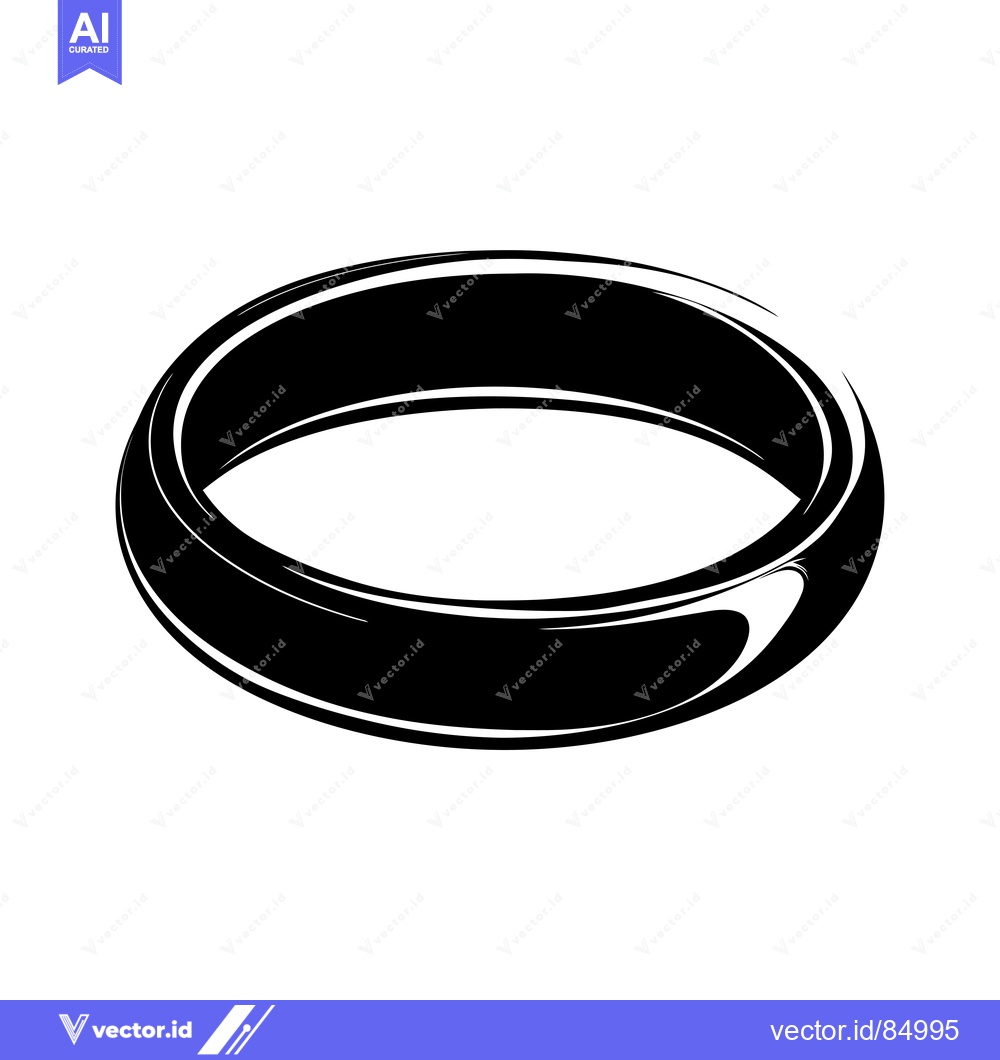Premium Vector of A Simple Black and White Illustration of a Wedding Band