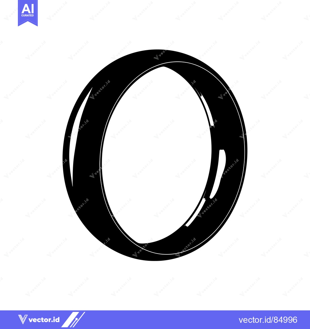 Premium Vector of Black and White Illustration of a Simple Ring