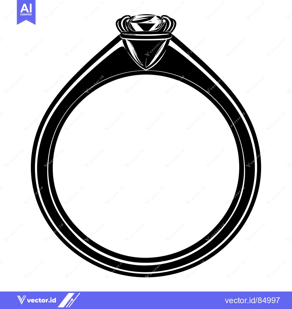 Premium Vector dari Black and White Illustration of a Diamond Ring