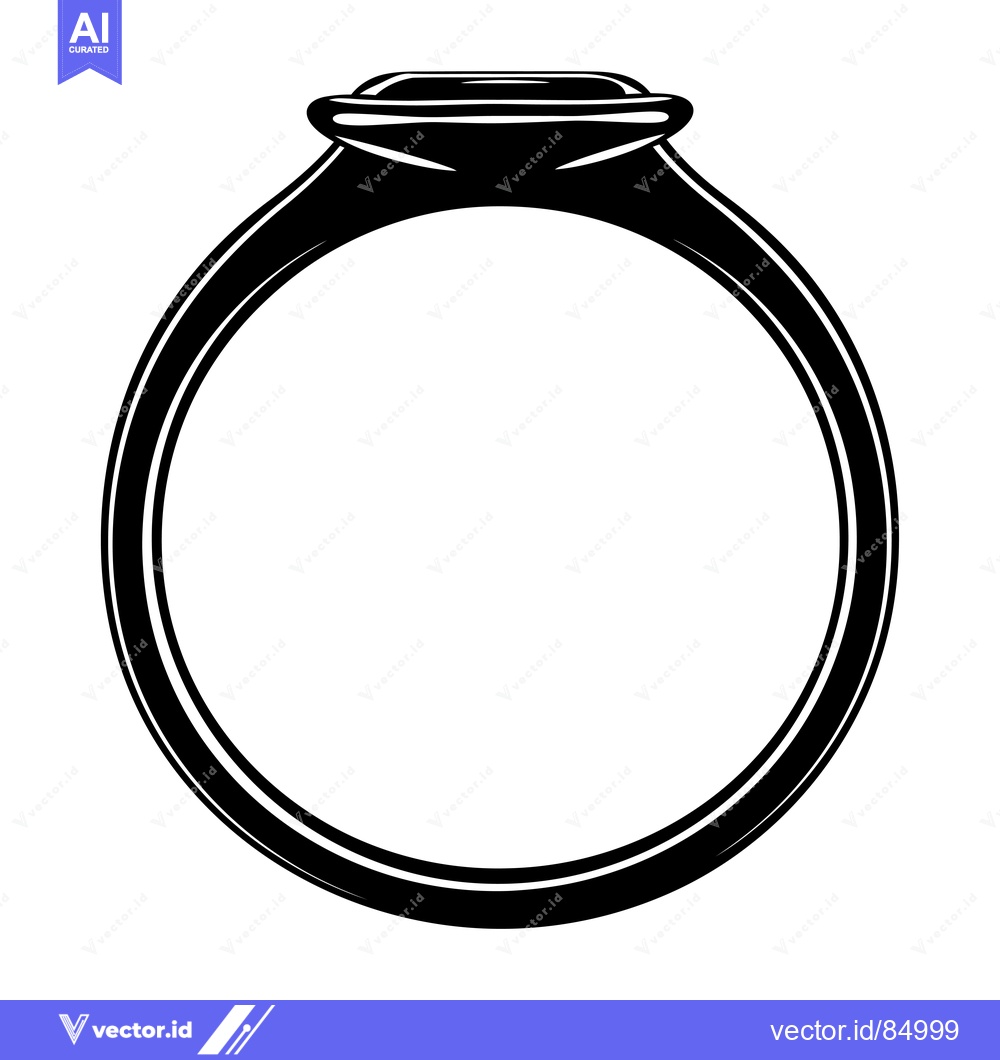 Premium Vector dari A Black and White Illustration of a Ring with a Square-Shaped Stone