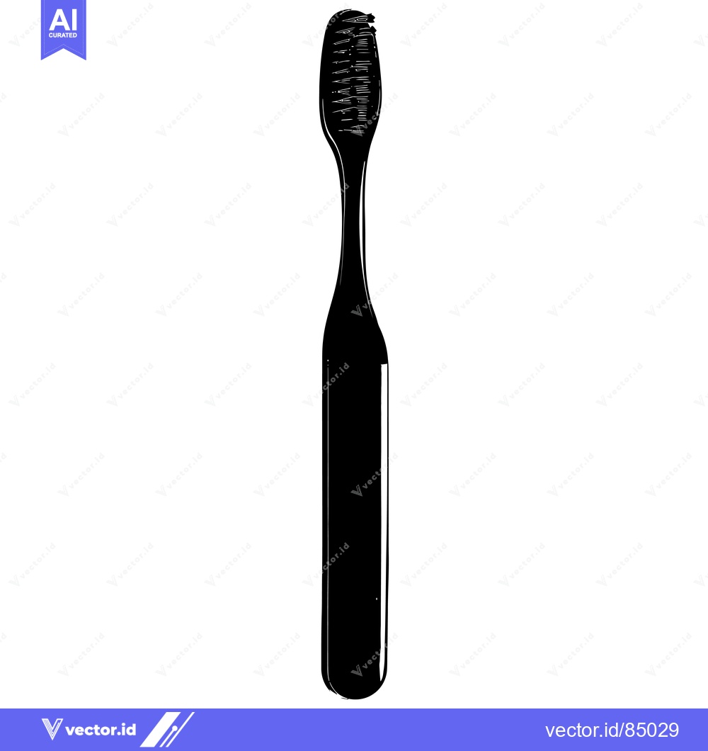 Premium Vector dari A Black and White Silhouette of a Toothbrush