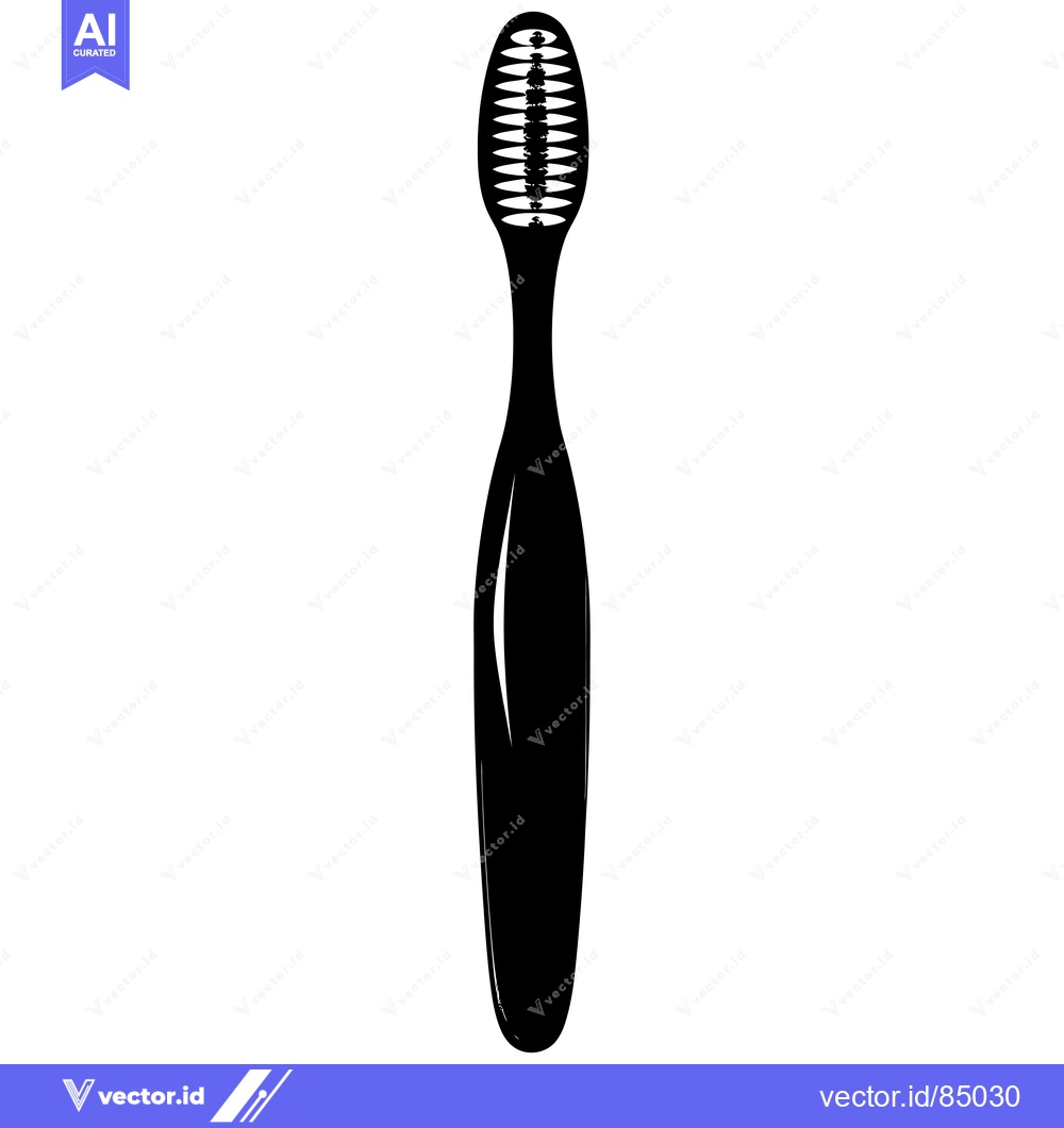 Premium Vector of Black and White Silhouette of a Toothbrush