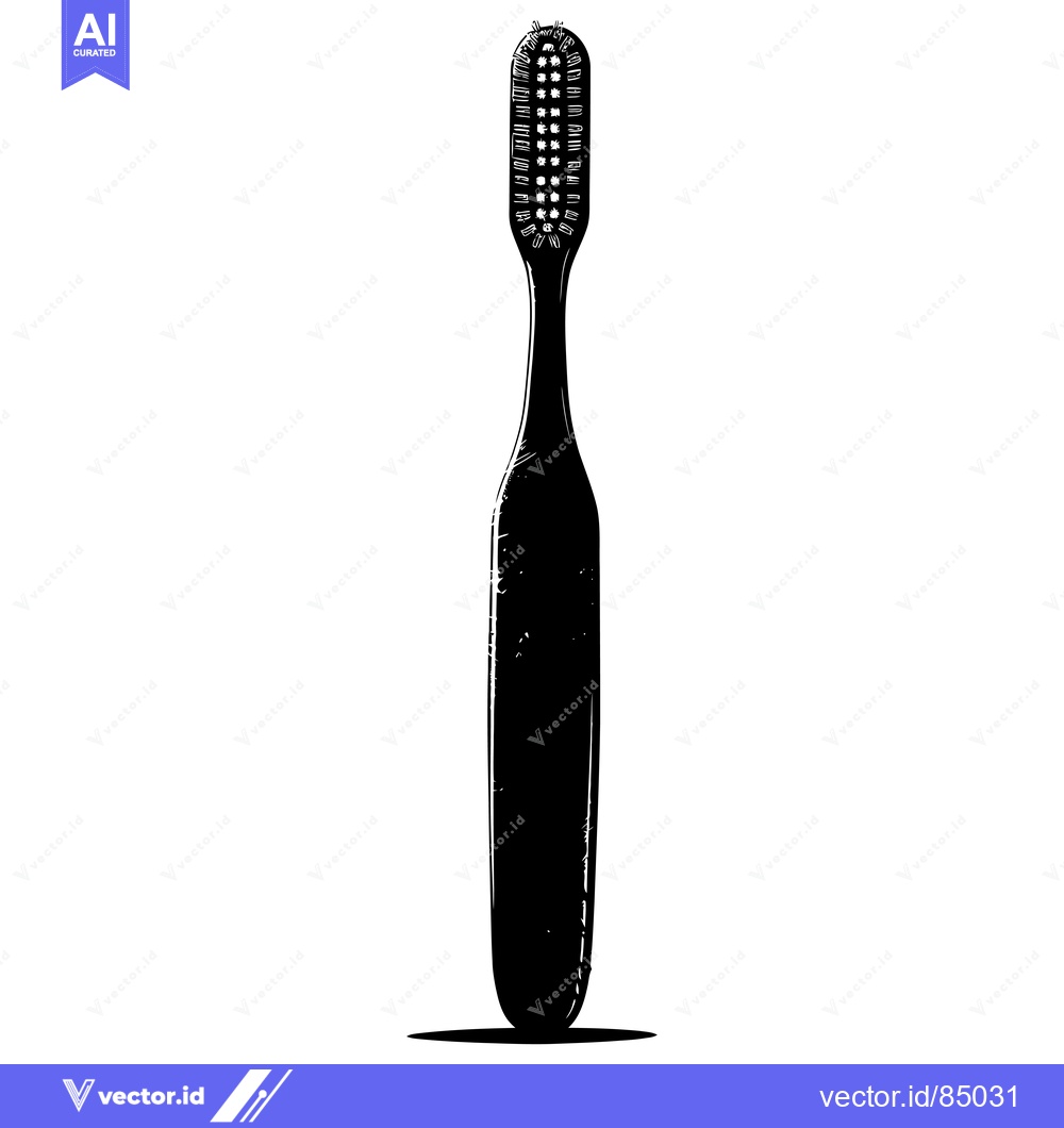 Premium Vector dari Black and White Silhouette of a Toothbrush