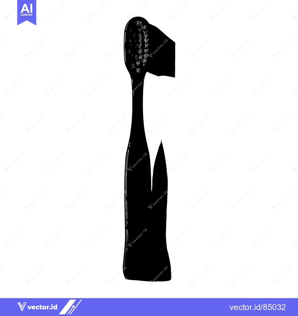 Premium Vector dari Black and white silhouette of a toothbrush