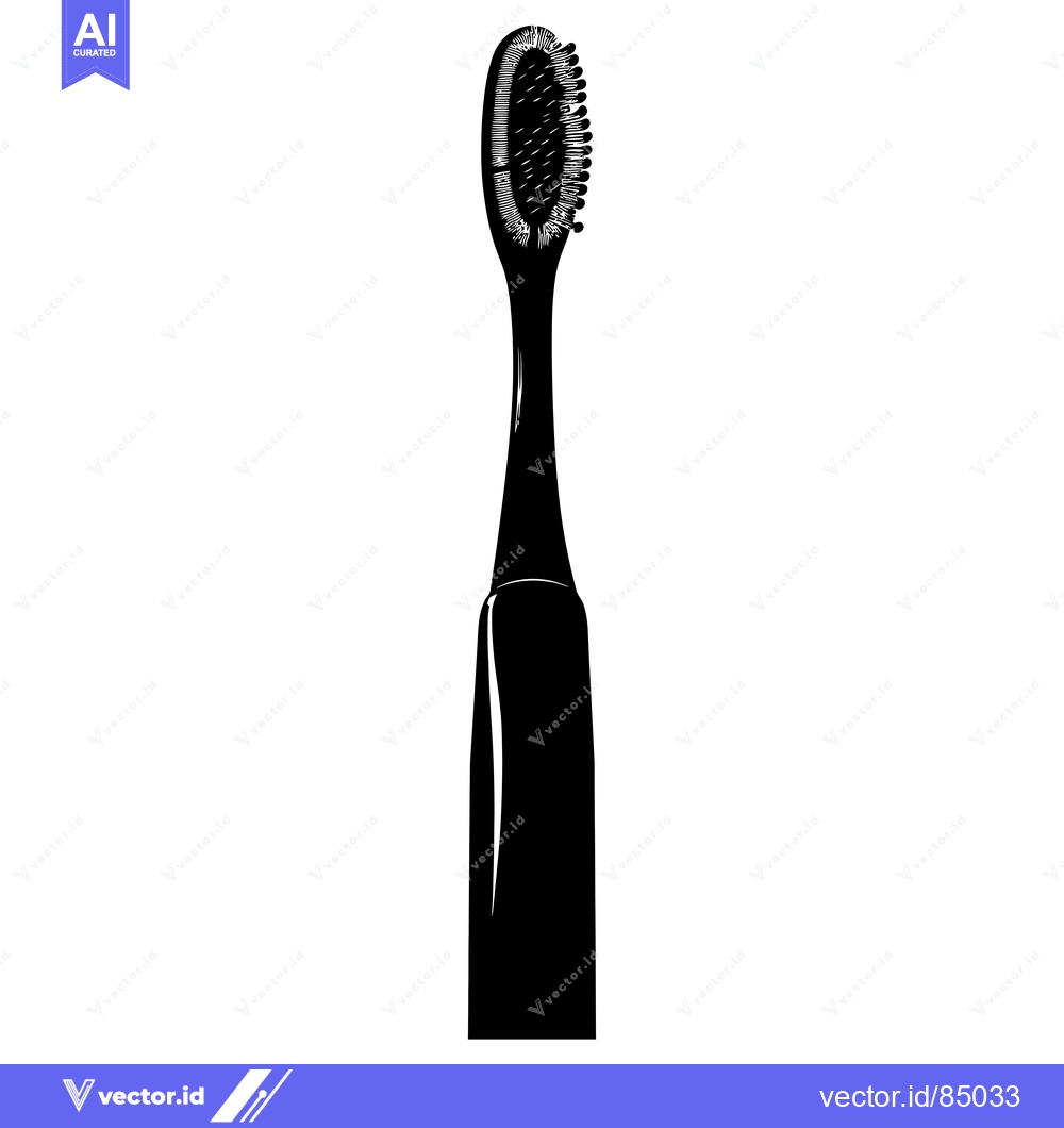 Premium Vector of Black and White Silhouette of a Toothbrush
