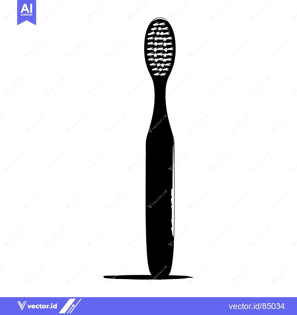 Premium Vector of Black and White Silhouette of a Toothbrush