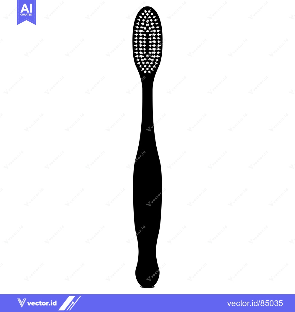 Premium Vector dari Black and White Silhouette of a Toothbrush
