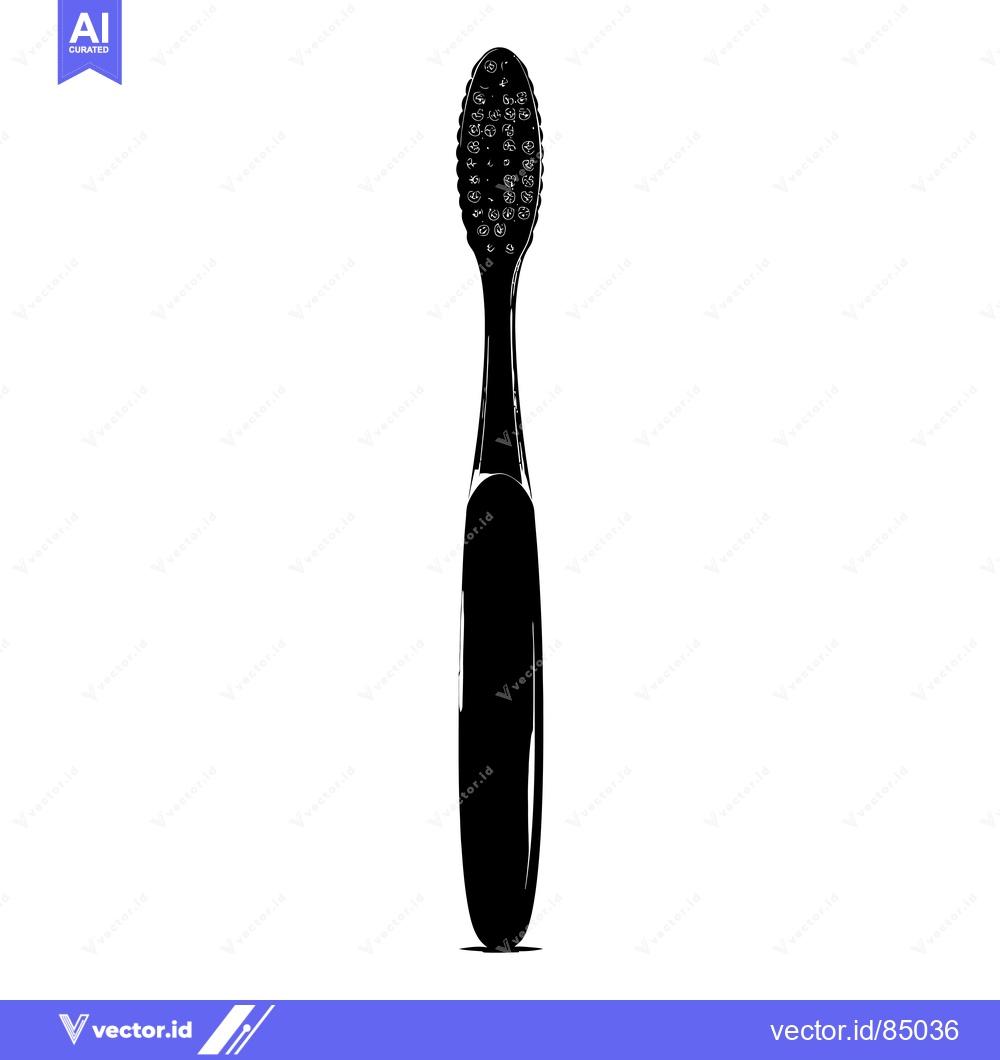 Premium Vector dari Black and White Silhouette of a Toothbrush