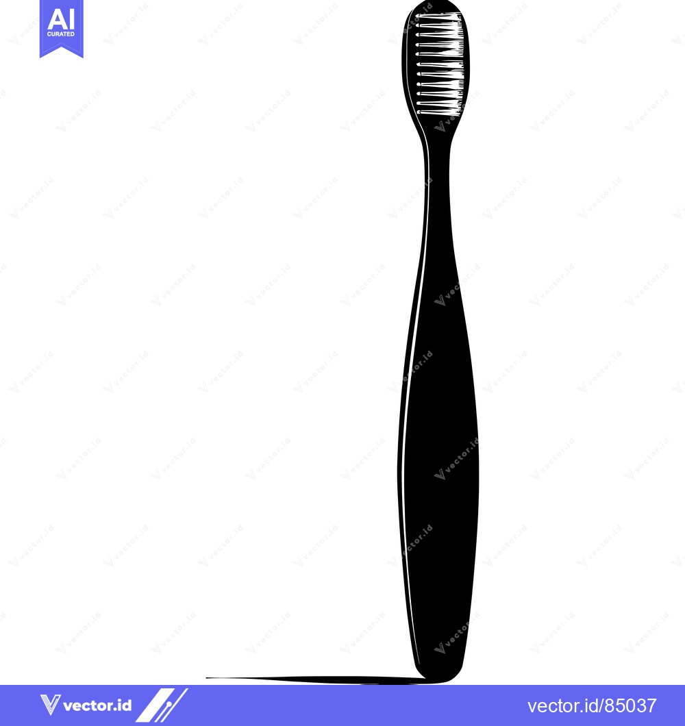 Premium Vector of Black and White Silhouette of a Toothbrush
