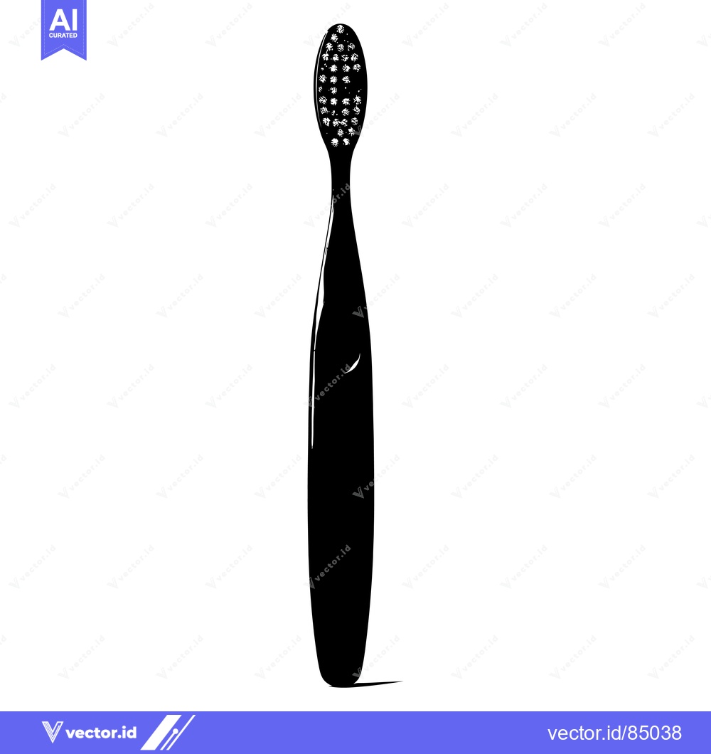 Premium Vector dari Black and White Silhouette of a Toothbrush