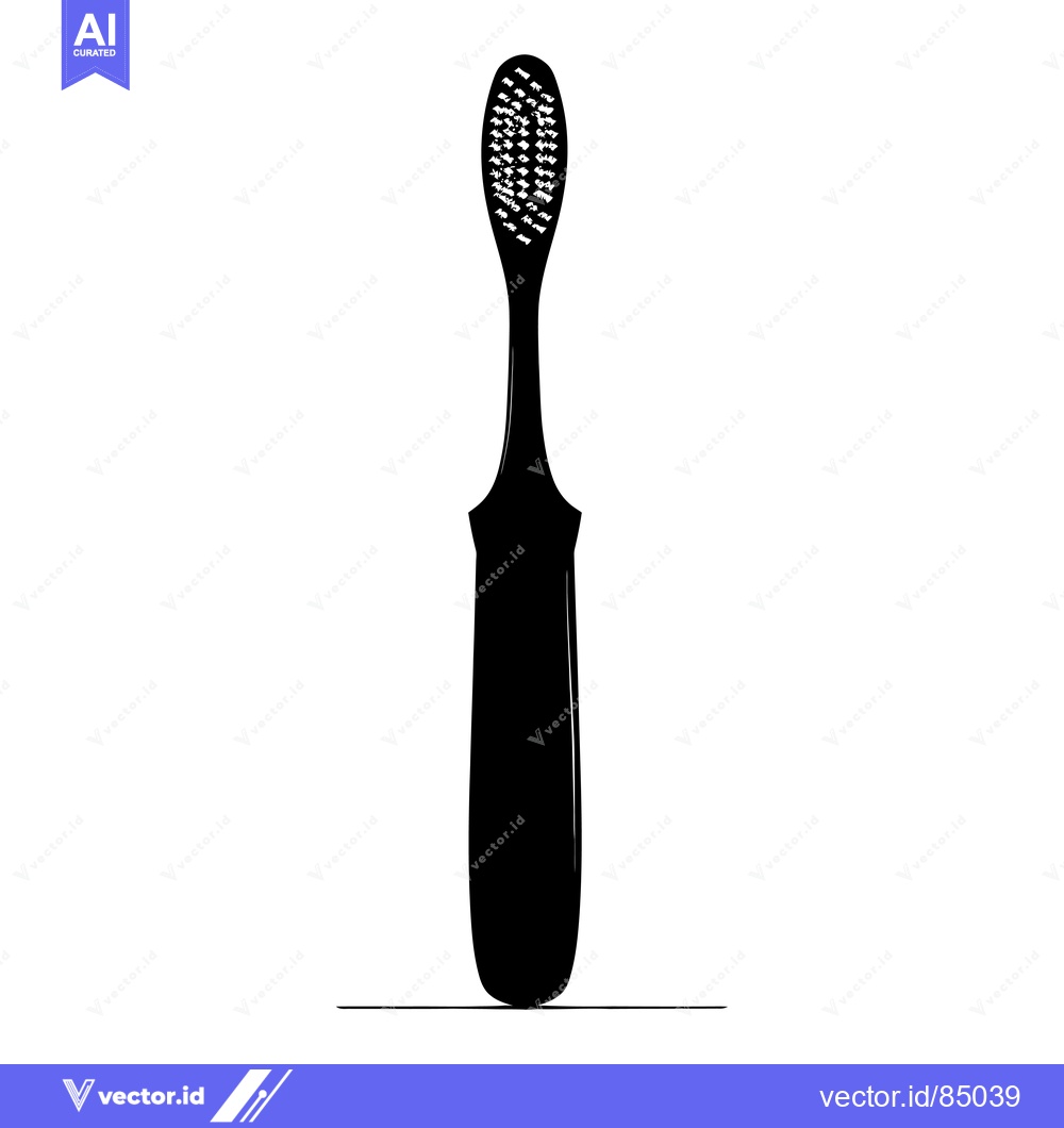 Premium Vector dari Black and white silhouette of a toothbrush
