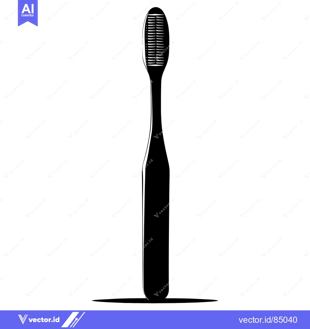 Premium Vector of Black and White Silhouette of a Toothbrush