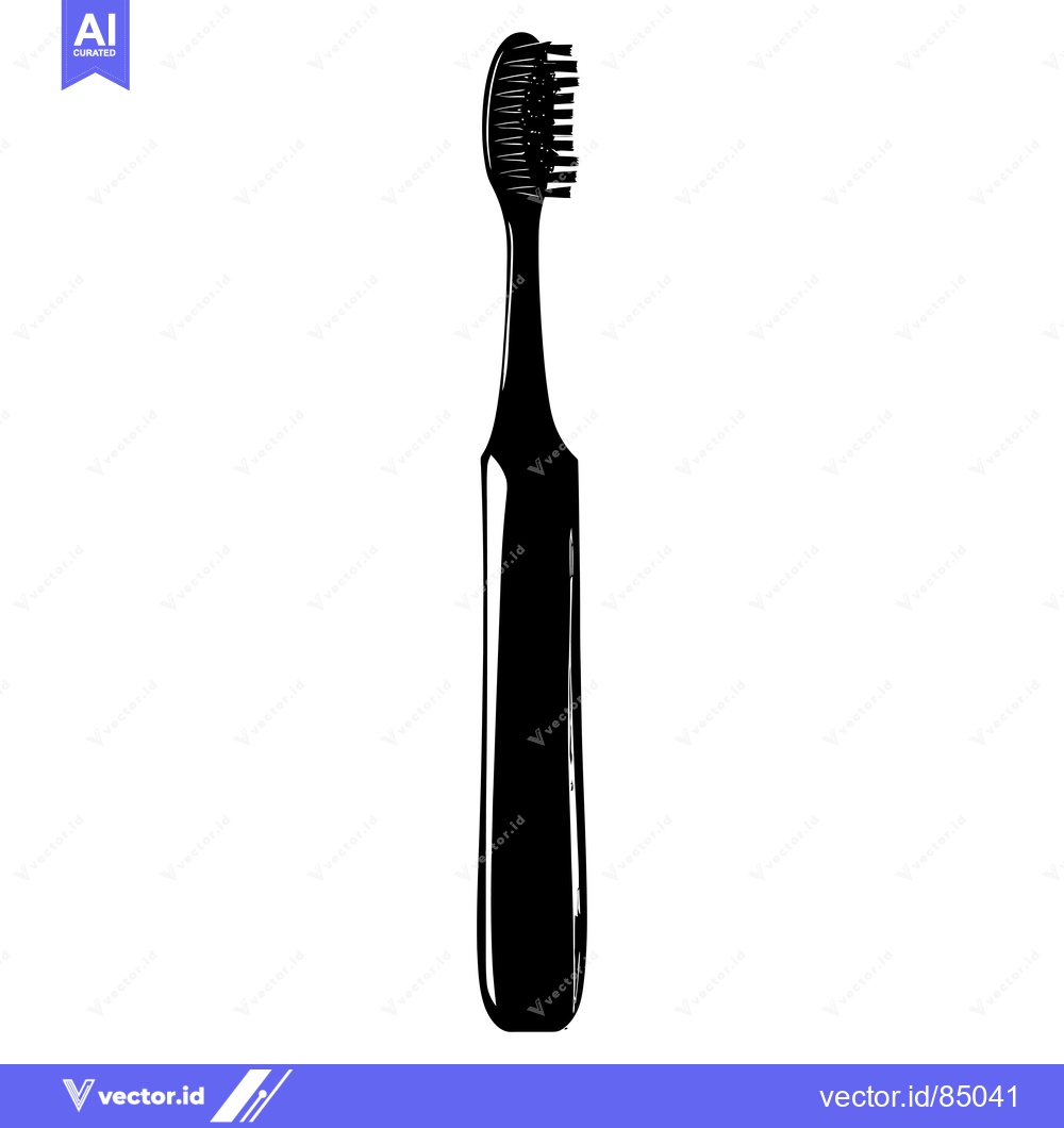 Premium Vector of Black and White Silhouette of a Toothbrush