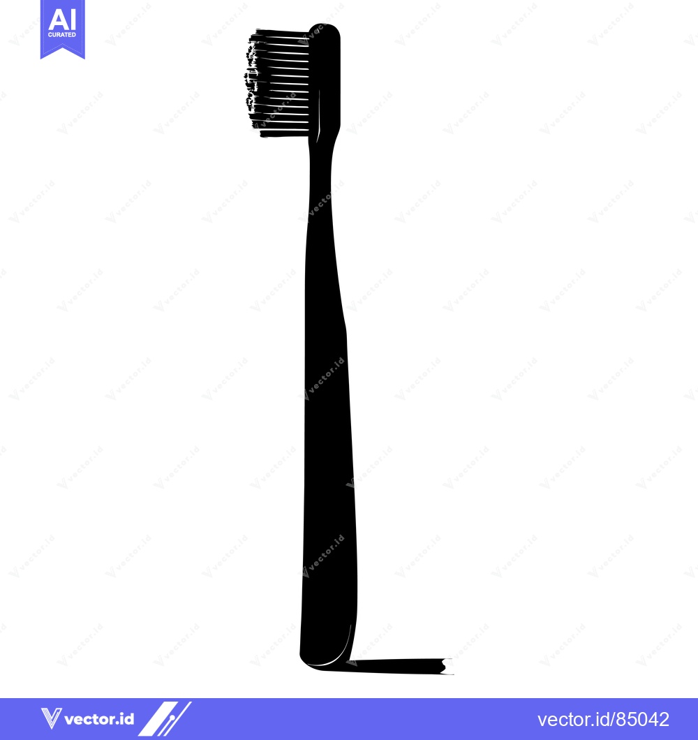 Premium Vector dari Black and White Silhouette of a Toothbrush