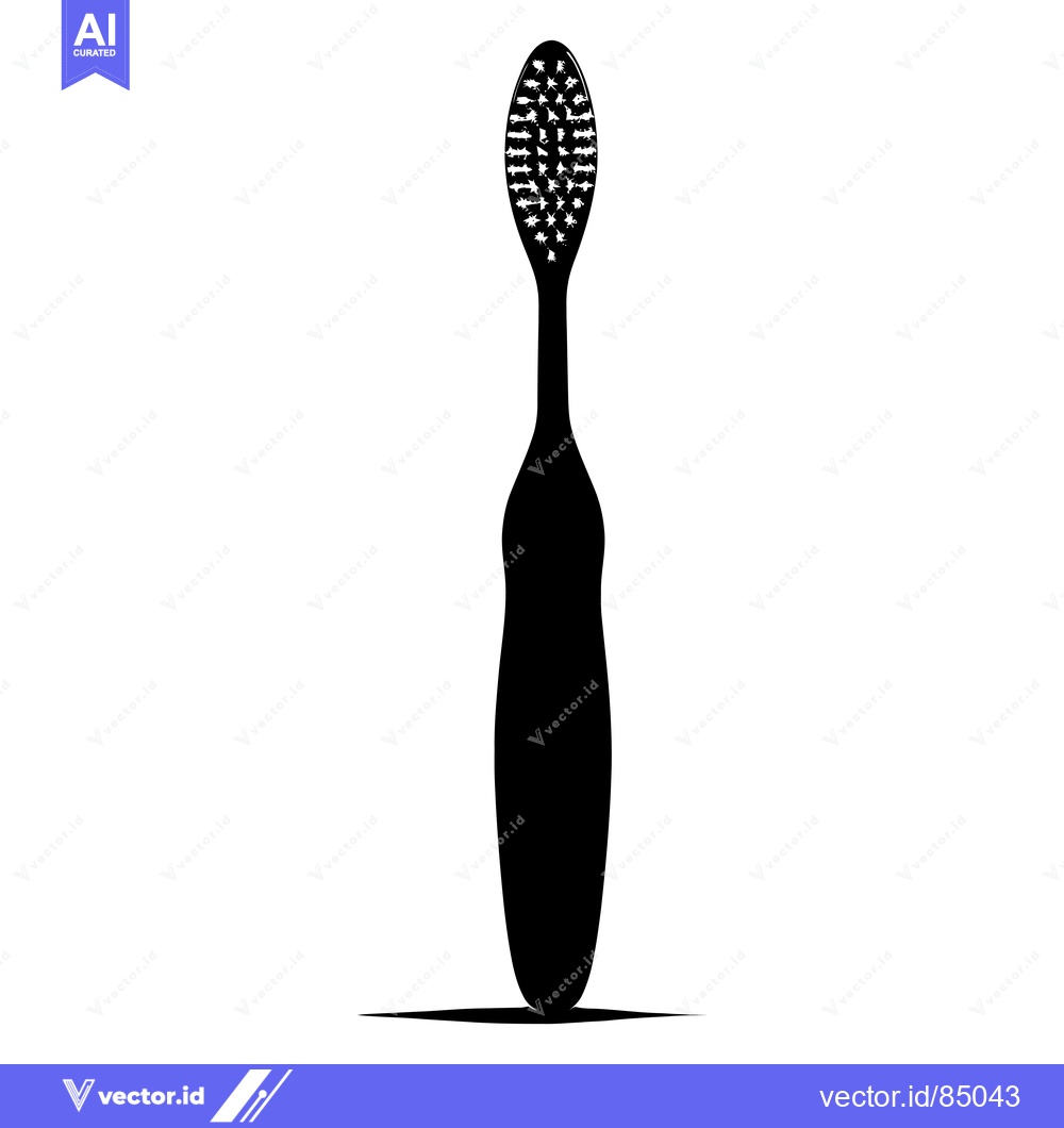 Premium Vector of Black and White Silhouette of a Toothbrush