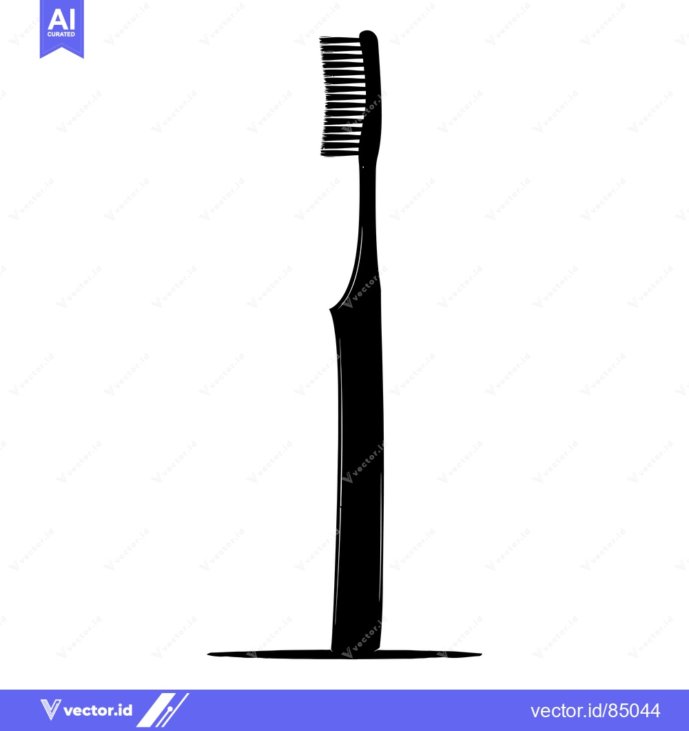 Premium Vector dari A Black Silhouette of a Toothbrush Standing Upright