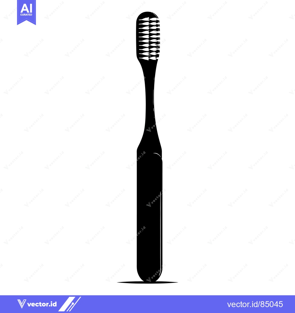 Premium Vector dari Black and White Silhouette of a Toothbrush