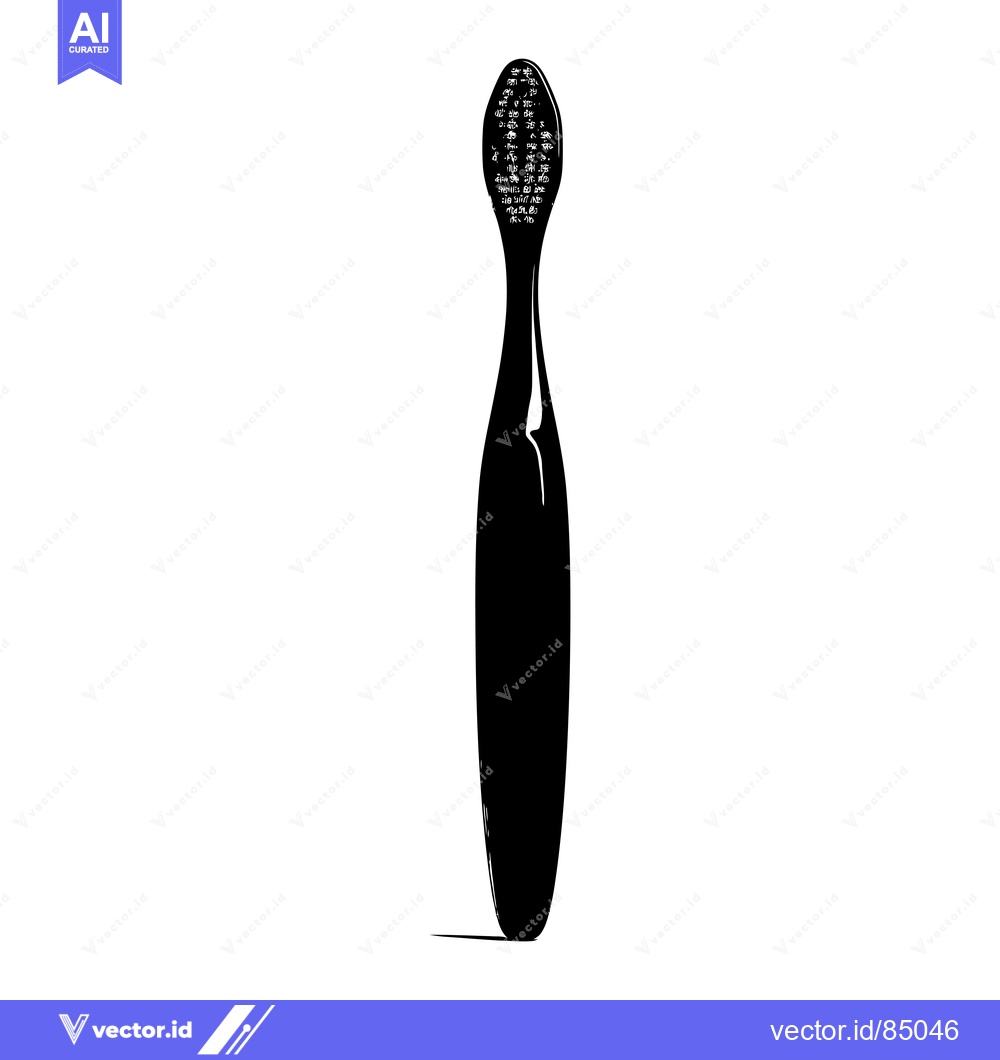 Premium Vector of Black and White Silhouette of a Toothbrush