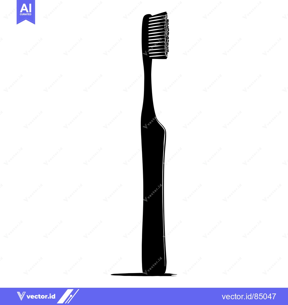Premium Vector of Black and White Silhouette of a Toothbrush