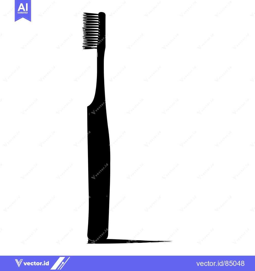 Premium Vector of Black and White Silhouette of a Toothbrush
