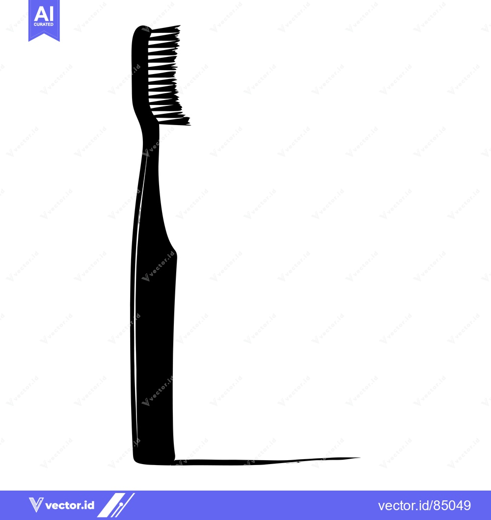 Premium Vector of Black and White Silhouette of a Toothbrush