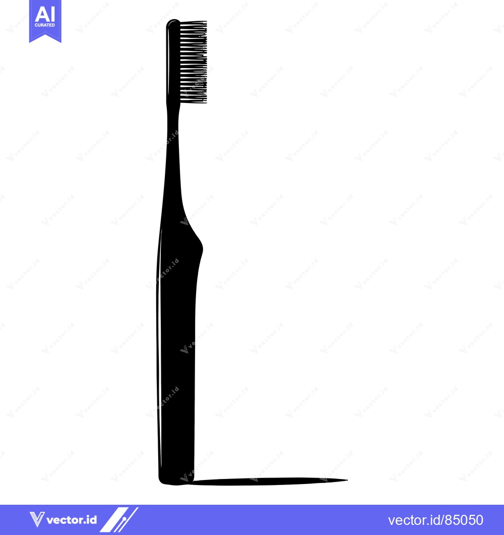 Premium Vector dari Black and White Silhouette of a Toothbrush