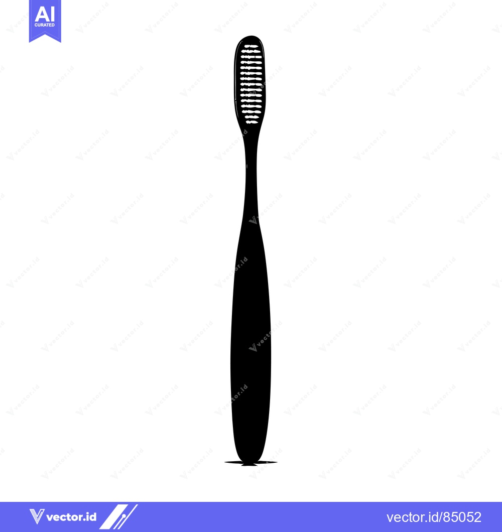 Premium Vector of Black and White Silhouette of a Toothbrush