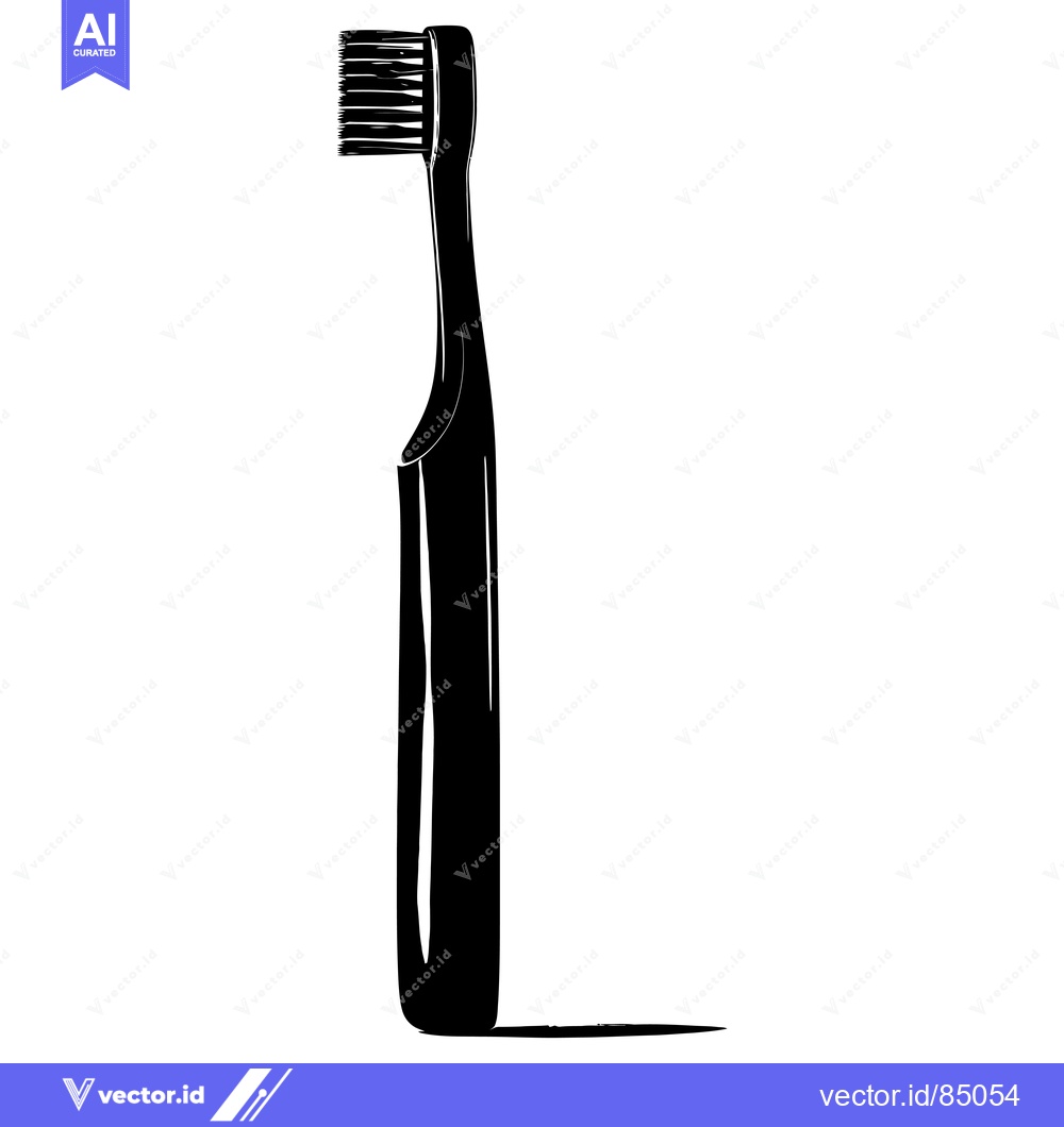 Premium Vector dari Black and White Silhouette of a Toothbrush