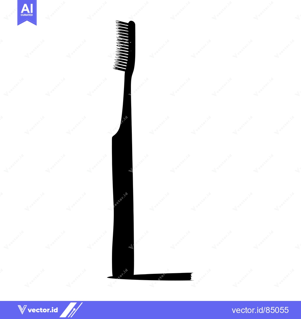 Premium Vector dari Black and White Silhouette of a Toothbrush