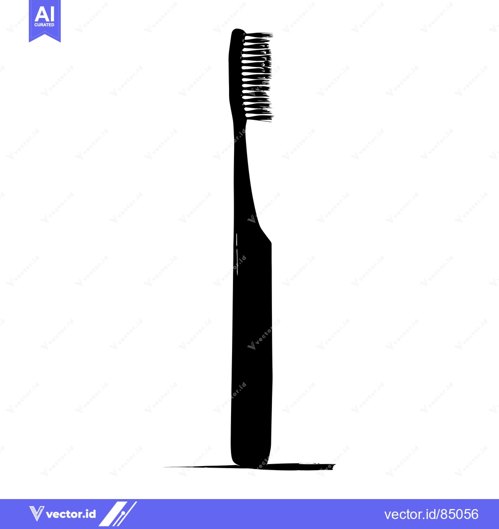 Premium Vector of Black and White Silhouette of a Toothbrush