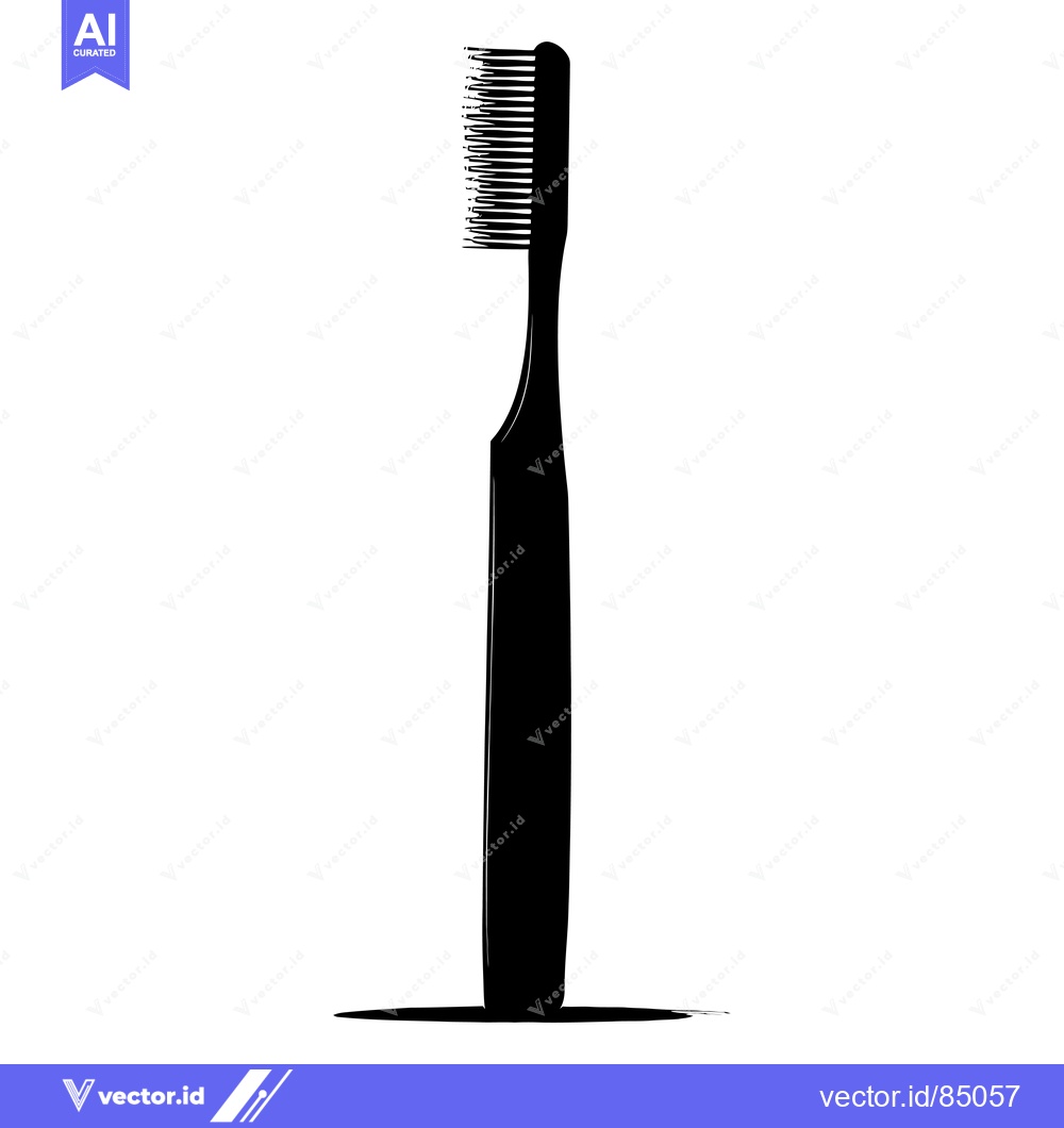 Premium Vector dari Black and White Silhouette of a Toothbrush