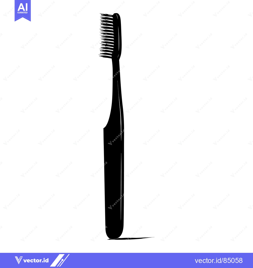 Premium Vector of Black and White Silhouette of a Toothbrush