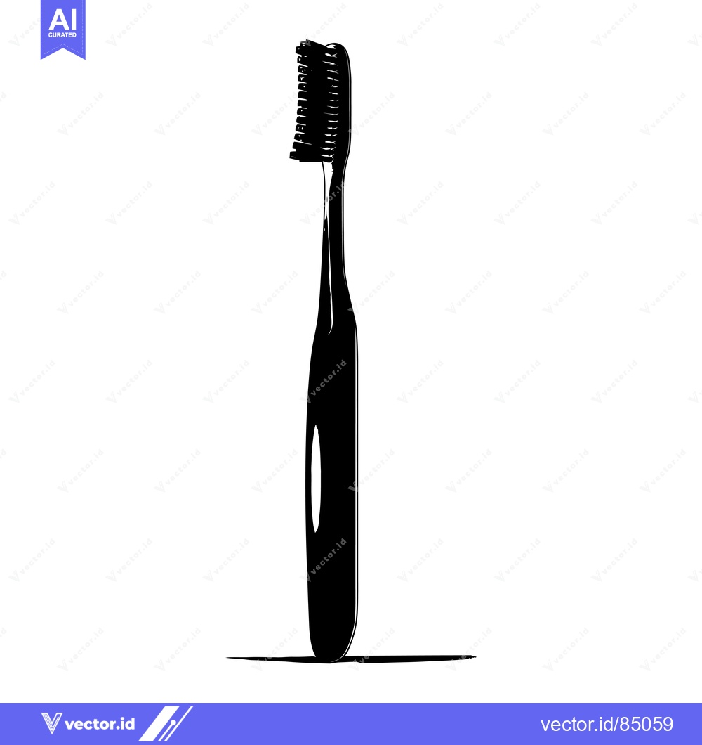 Premium Vector dari Black and White Silhouette of a Toothbrush
