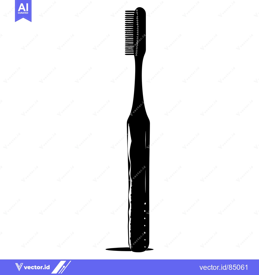 Premium Vector of Black and White Silhouette of a Toothbrush