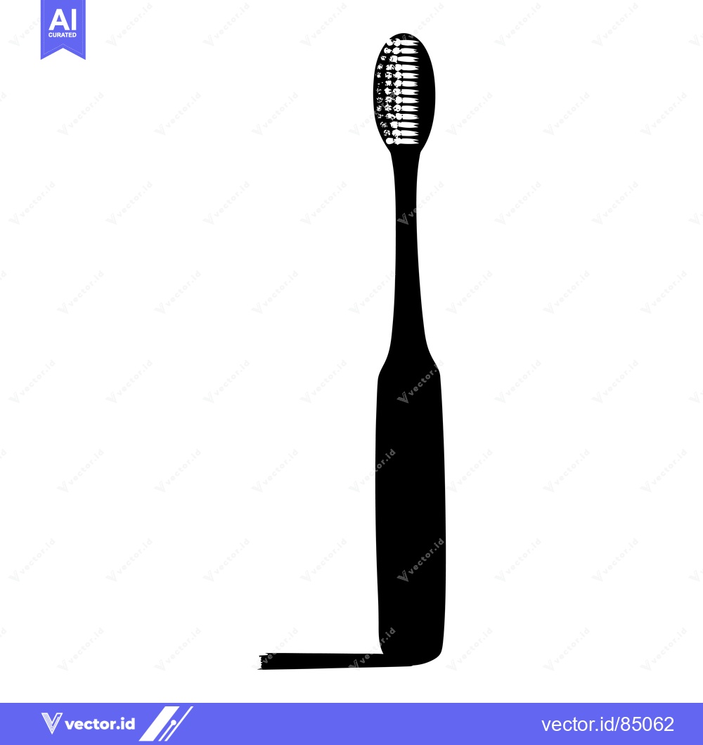 Premium Vector dari Black and White Silhouette of a Toothbrush