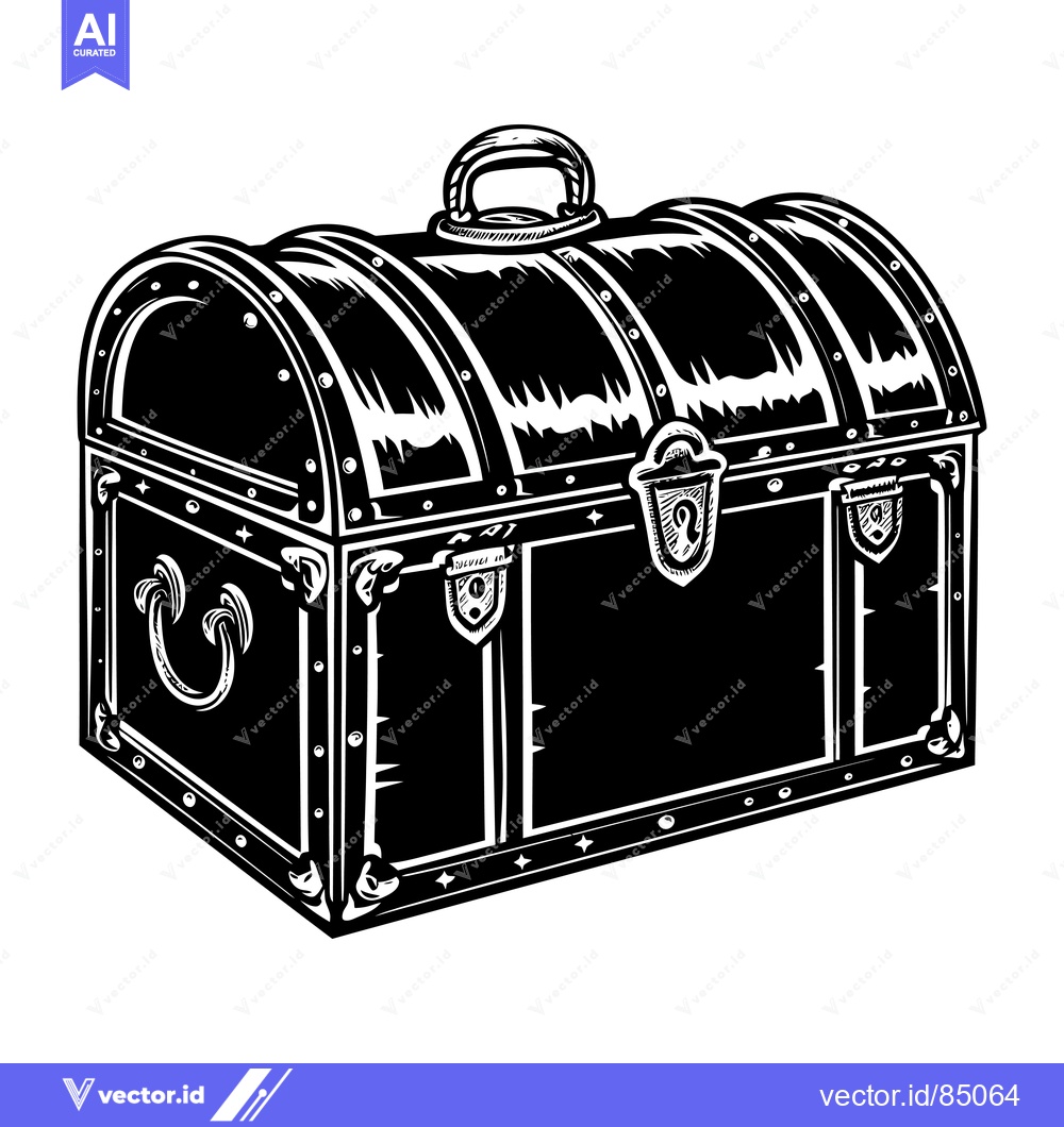 Premium Vector of A Closed Wooden Treasure Chest with Metal Accents
