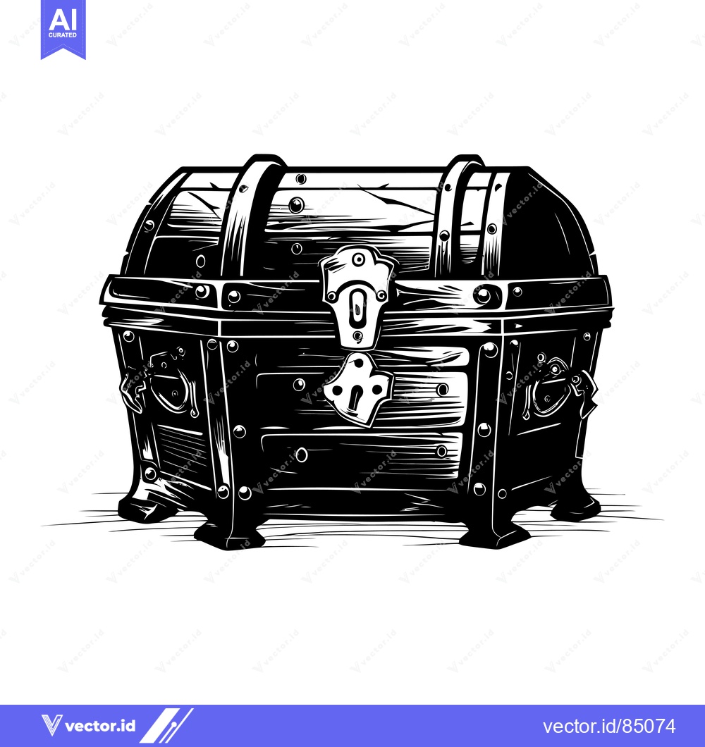Premium Vector dari A Closed Wooden Treasure Chest with Metal Accents