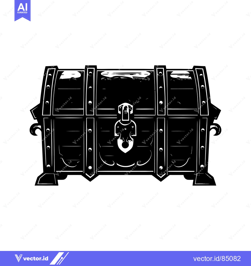 Premium Vector dari A Closed Wooden Chest with Ornate Details and a Metal Lock