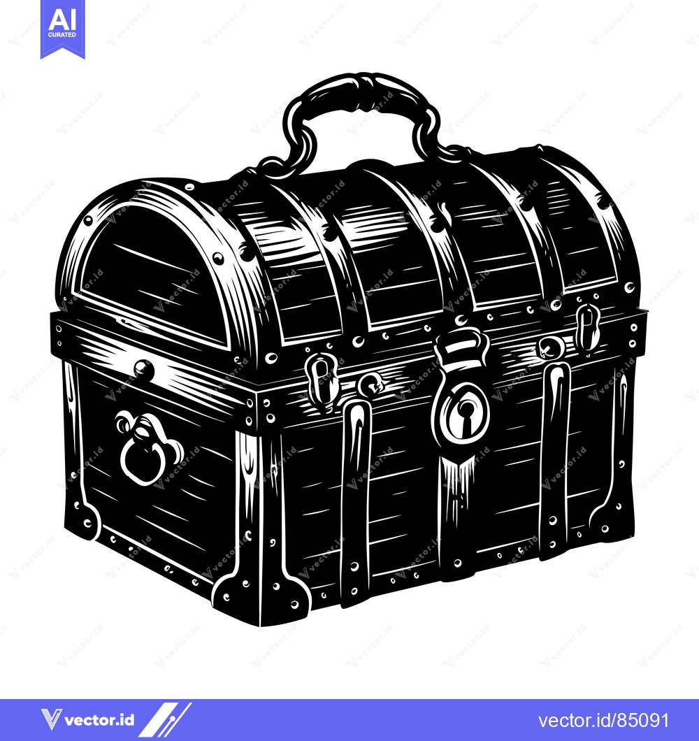 Premium Vector dari Vintage Wooden Chest with Metal Accents and Lock