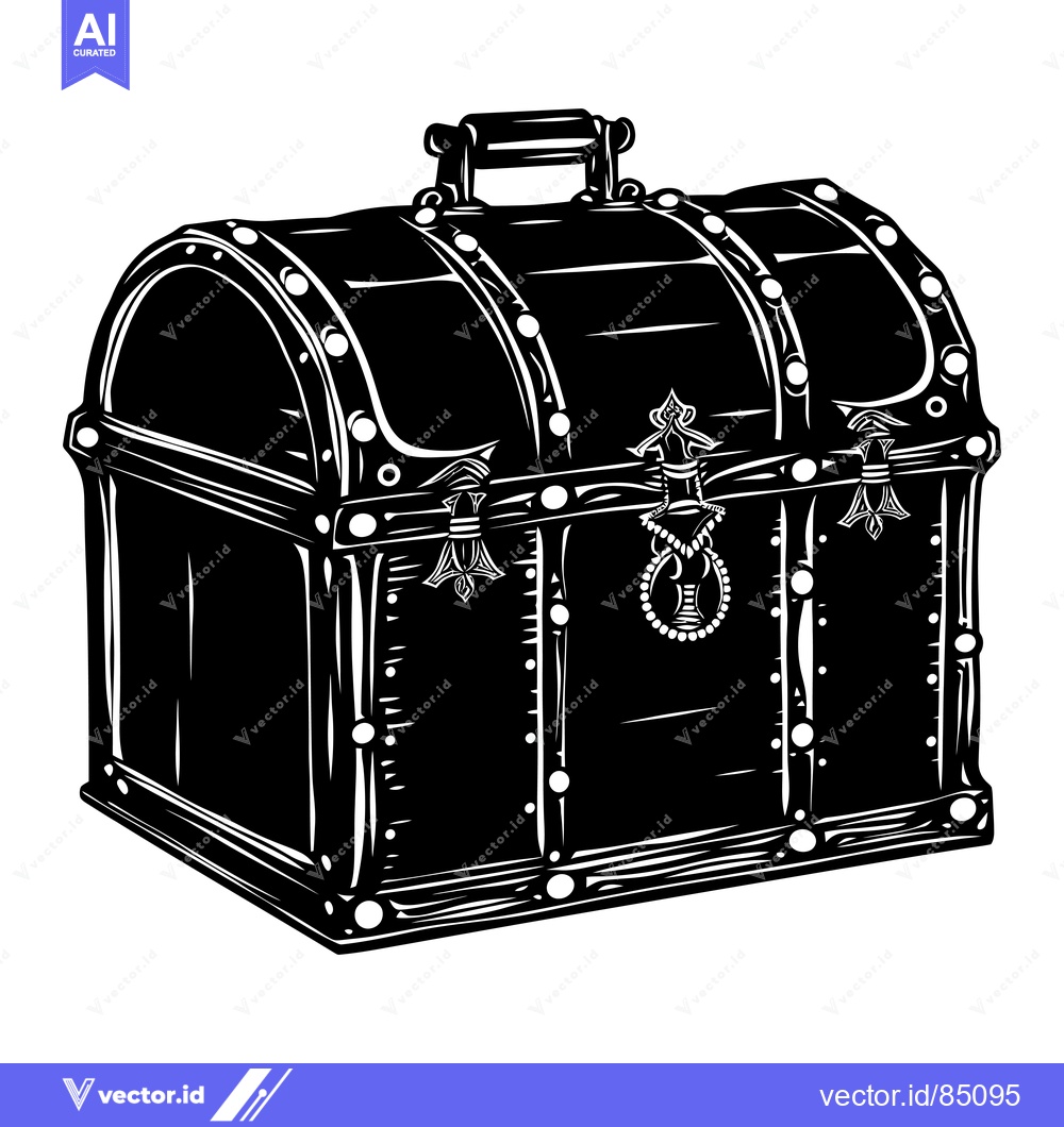 Premium Vector of Ornate Wooden Chest with a Handle and Intricate Details