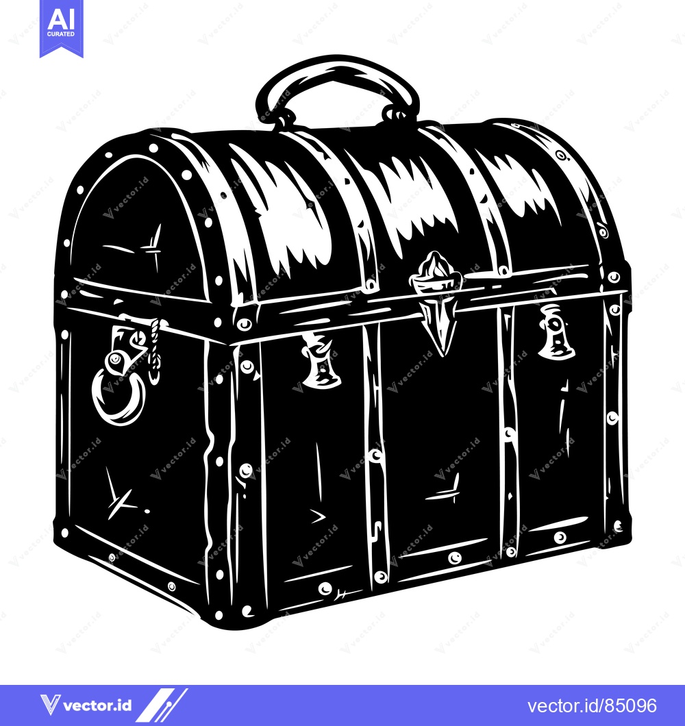 Premium Vector dari A Vintage Wooden Chest with a Handle and Metal Accents