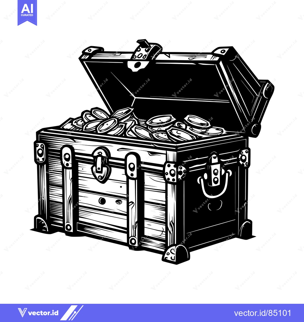 Premium Vector dari Open Wooden Chest Overflowing with Gold Coins