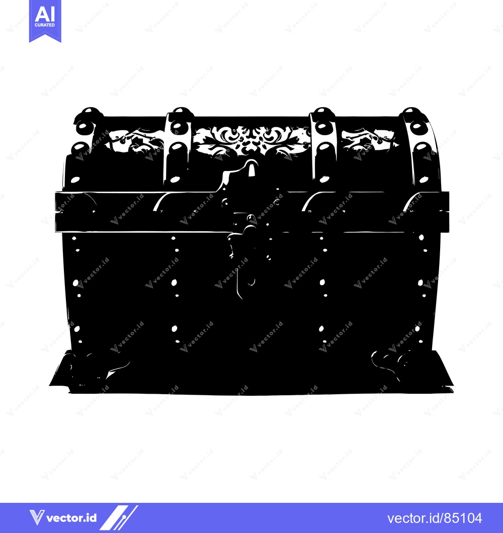 Premium Vector dari Black and White Silhouette of a Closed Ornate Chest