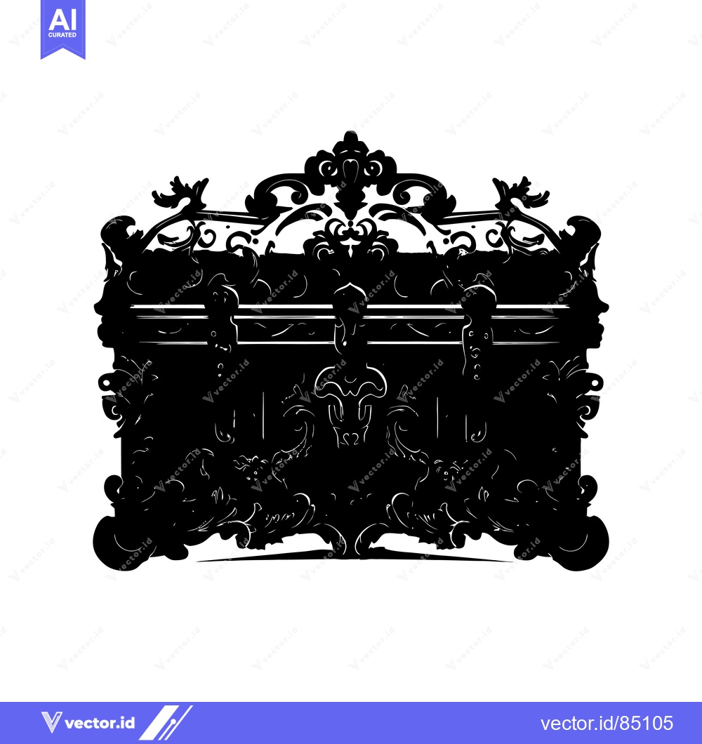 Premium Vector of Ornate Black and White Silhouette of a Closed Chest