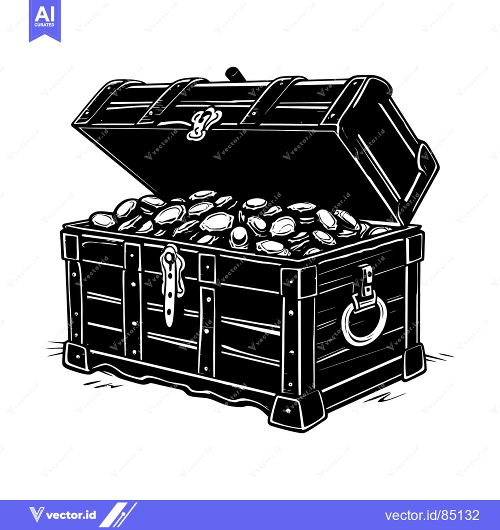 Premium Vector of Open Wooden Chest Overflowing with Gold Coins