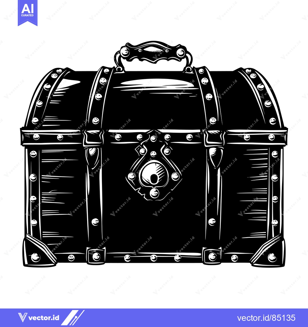 Premium Vector dari Vintage Wooden Chest with Metal Accents and a Lock